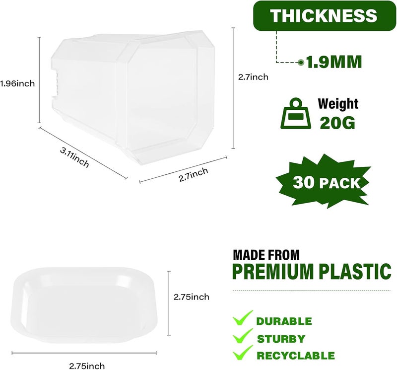 Foxany 3" Clear Nursery Pots, 30 Pcs Thick Plastic Plant Pot, Square Flower Planting Pot, Seedling Planter Seed Starter Pots with Saucers - Image 2